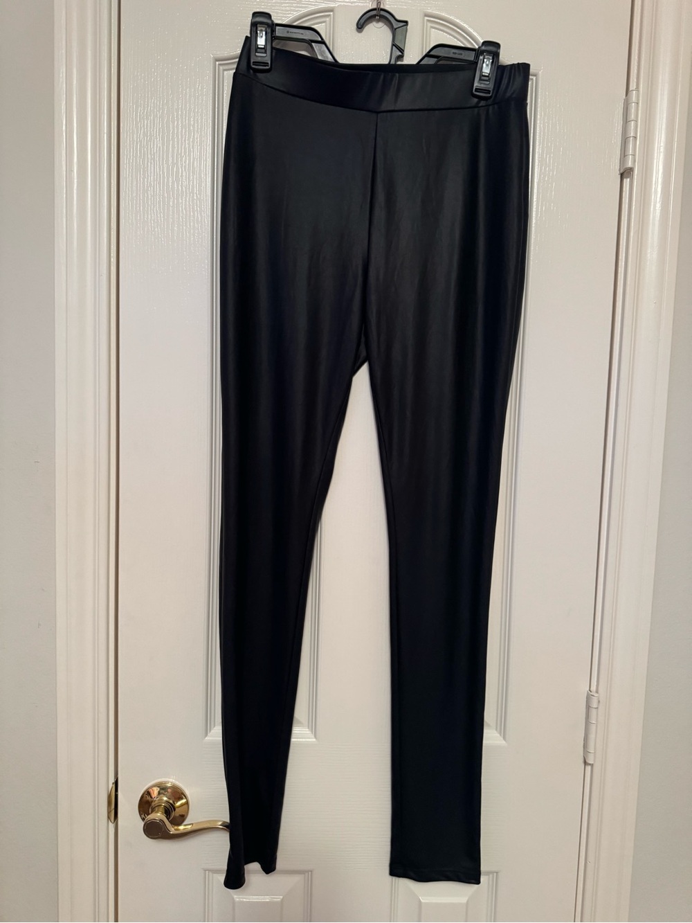 Kardashian Kollection Black Faux Leather-Look Leggings